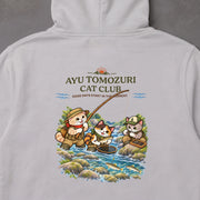 Ayu Tomozuri Cat Club 鮎 友釣り 渓流 猫 パーカー | バックプリント