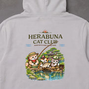 Herabuna Cat Club ヘラブナ 釣り 猫 キャンプ パーカー | バックプリント