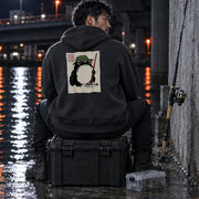 Japanese Ukiyo-e Fishing Frog 浮世絵風 蛙の太公望「釣果と竹竿」 パーカー フーディ|バックプリント