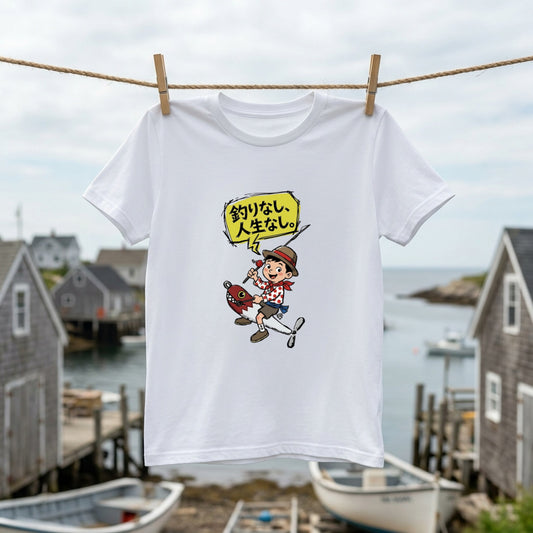 釣りなし、人生なし。Tシャツ | 釣り少年・ルアー・釣りバカ・昭和レトロ・フィッシング・アウトドアに人気