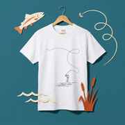 「Fly Line Casting」一筆描きアート メンズ フィッシングTシャツ | CASTMODE