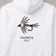 Favorite Fly Fishing Black Lure フェイバリット・フライ「手描き毛針ブラック」 パーカー フーディ|バックプリント