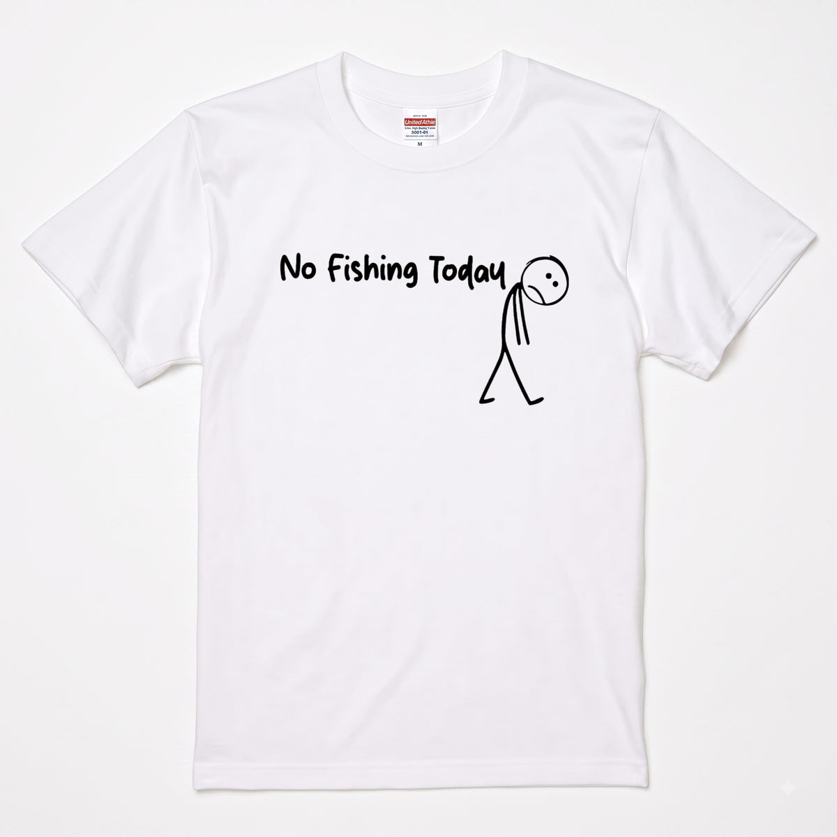 「No Fishing Today」棒人間 おもしろ釣りTシャツ