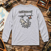 Late Night Squid Fishing 「まだ帰らないの？」イカ釣りデザイン | 長袖Tシャツ | バックのみプリント