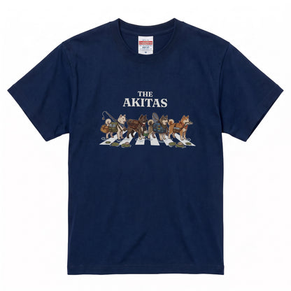THE AKITAS | 横断歩道 ゆるかわ 秋田犬 フィッシング パロディTシャツ【愛犬家・釣り好き・アウトドア・ギフトに最適】