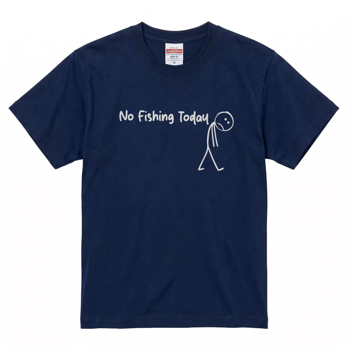 「No Fishing Today」棒人間 おもしろ釣りTシャツ
