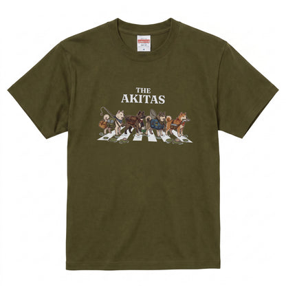 THE AKITAS | 横断歩道 ゆるかわ 秋田犬 フィッシング パロディTシャツ【愛犬家・釣り好き・アウトドア・ギフトに最適】