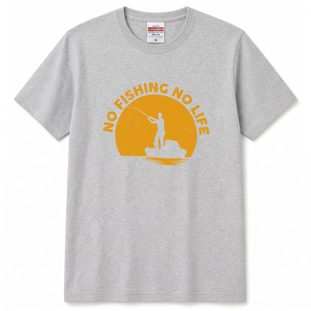 「NO FISHING NO LIFE」夕日の船釣りTシャツ
