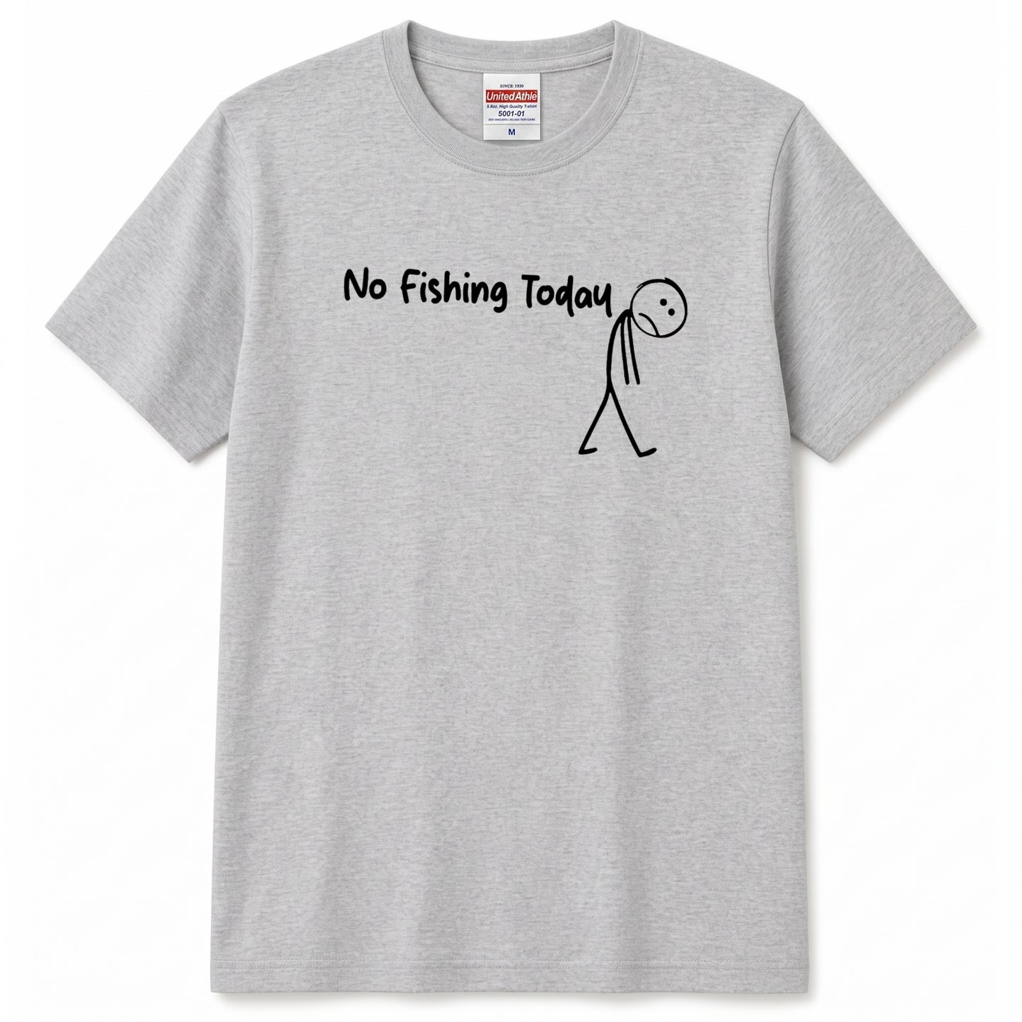 「No Fishing Today」棒人間 おもしろ釣りTシャツ