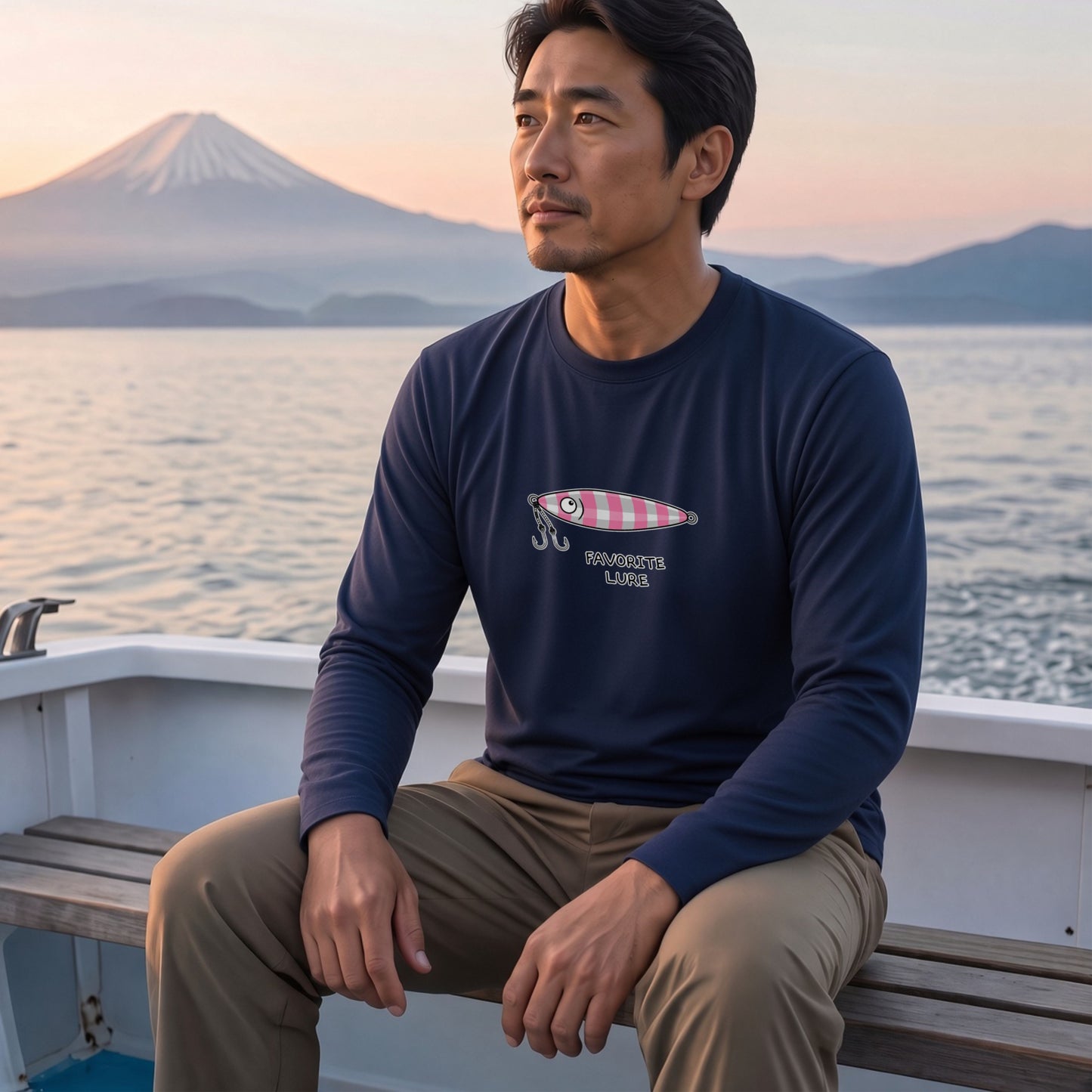 FAVORITE LURE | メタルジグ ジギング ルアー 釣り かわいい ポップ イラスト グラフィック 長袖Tシャツ【釣り雑貨・海釣り・カジュアル・ギフトに最適】
