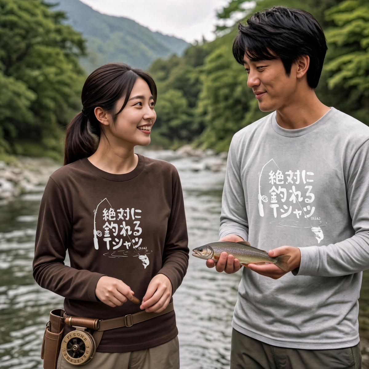 絶対に釣れるTシャツ | おもしろ 釣り 筆文字 パロディ イラスト ネタ 長袖Tシャツ【釣り雑貨・フィッシング・カジュアル・ギフトに最適】