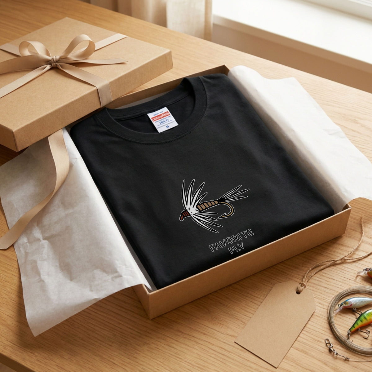 FAVORITE FLY | 釣り 毛針 ルアー イラスト ワンポイント シンプル 長袖Tシャツ【釣り男子・釣りガール・ルームウェア・ギフト】