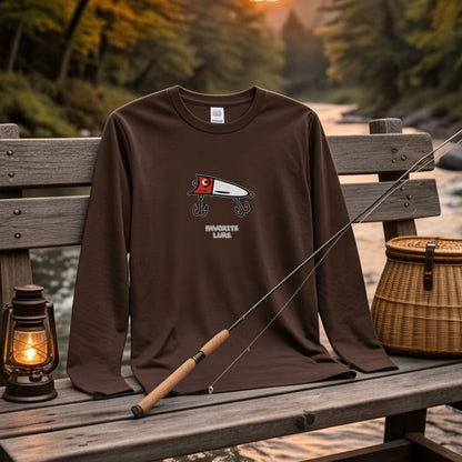 FAVORITE LURE | レッドヘッド ポッパー ルアー 釣り かわいい ポップ イラスト グラフィック 長袖Tシャツ【釣り雑貨・バス釣り・カジュアル・ギフトに最適】