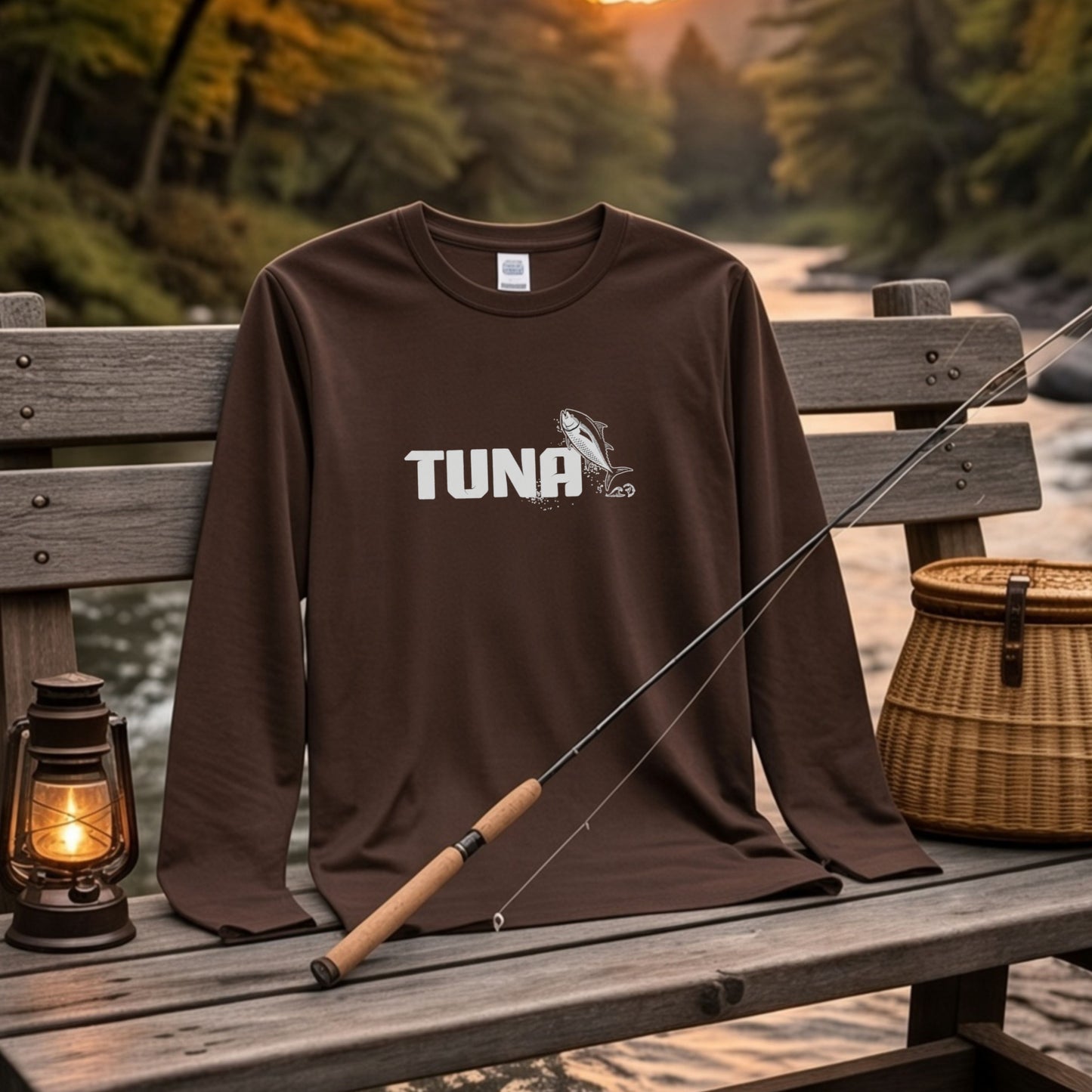 TUNA | 鮪 マグロ イラスト 英字 シンプル ワンポイント 長袖Tシャツ【釣り男子・釣りガール・ストリート・ギフト】