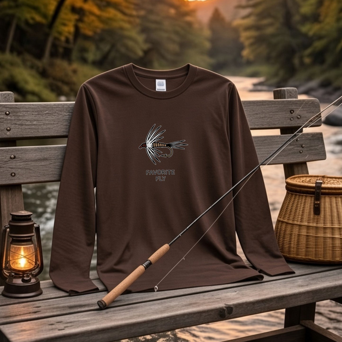 FAVORITE FLY | 釣り 毛針 ルアー イラスト ワンポイント シンプル 長袖Tシャツ【釣り男子・釣りガール・ルームウェア・ギフト】