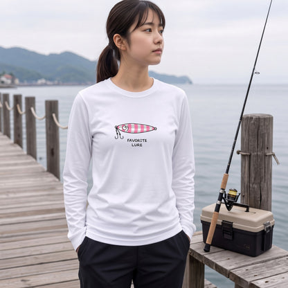 FAVORITE LURE | メタルジグ ジギング ルアー 釣り かわいい ポップ イラスト グラフィック 長袖Tシャツ【釣り雑貨・海釣り・カジュアル・ギフトに最適】