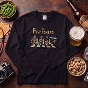 THE FISHERMENS | 海の男たち 巨大マグロ 乾杯ビール ロック名盤オマージュ グラフィック 長袖Tシャツ【おもしろ雑貨・普段着・宴会・ユニセックス・ギフトに最適】