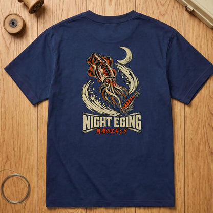NIGHT EGING 月夜のエギング アオリイカ 釣り Tシャツ ｜バックプリント