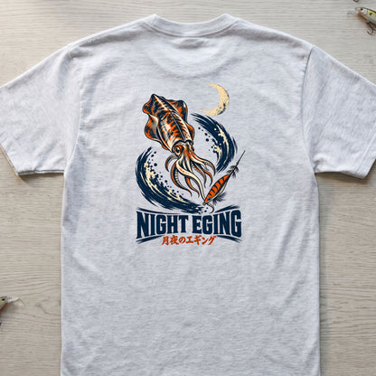 NIGHT EGING 月夜のエギング アオリイカ 釣り Tシャツ ｜バックプリント