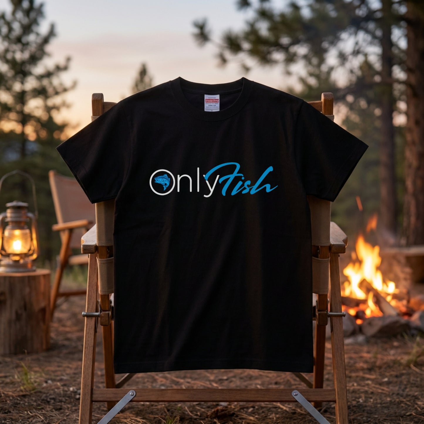 【OnlyFish】おもしろパロディロゴ 釣り黒Tシャツ | CASTMODE