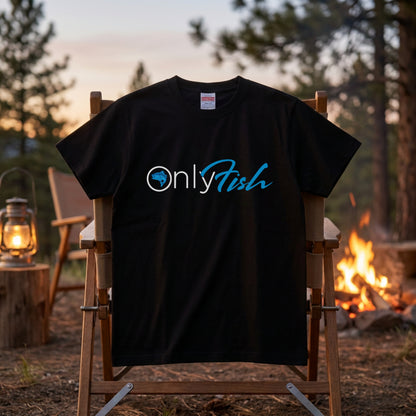 【OnlyFish】おもしろパロディロゴ 釣り黒Tシャツ | CASTMODE