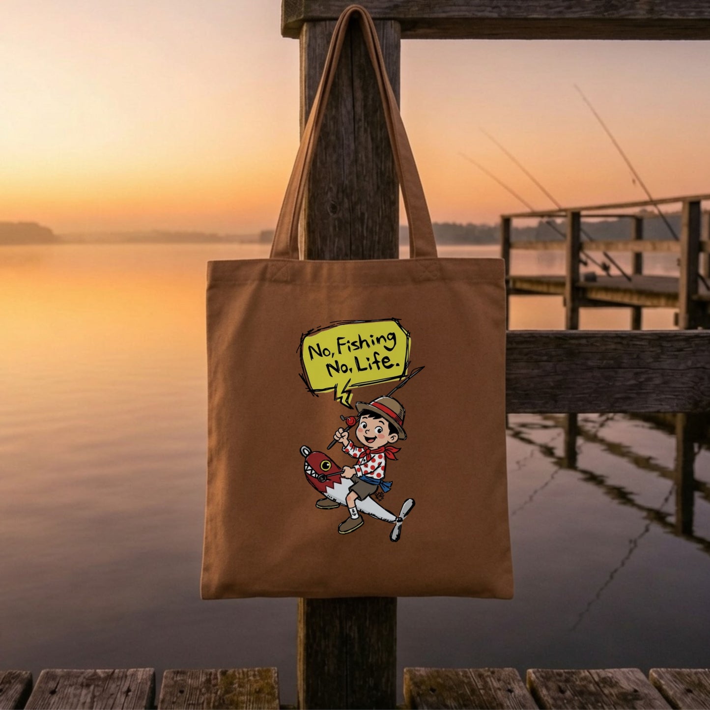 【NO FISHING, NO LIFE.】キャンバストートバッグ | CASTMODE