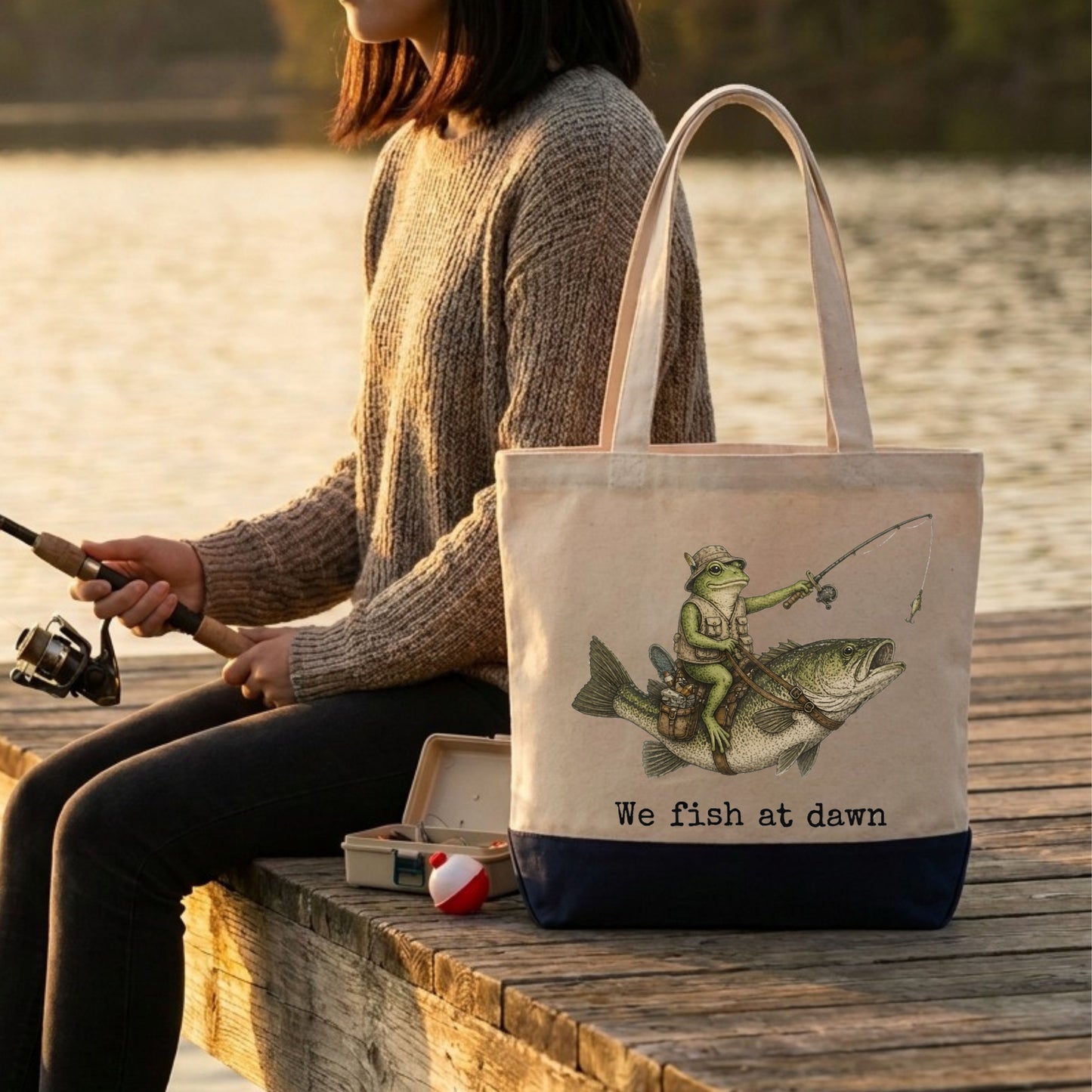 【WE FISH AT DAWN】キャンバストートバッグ | CASTMODE