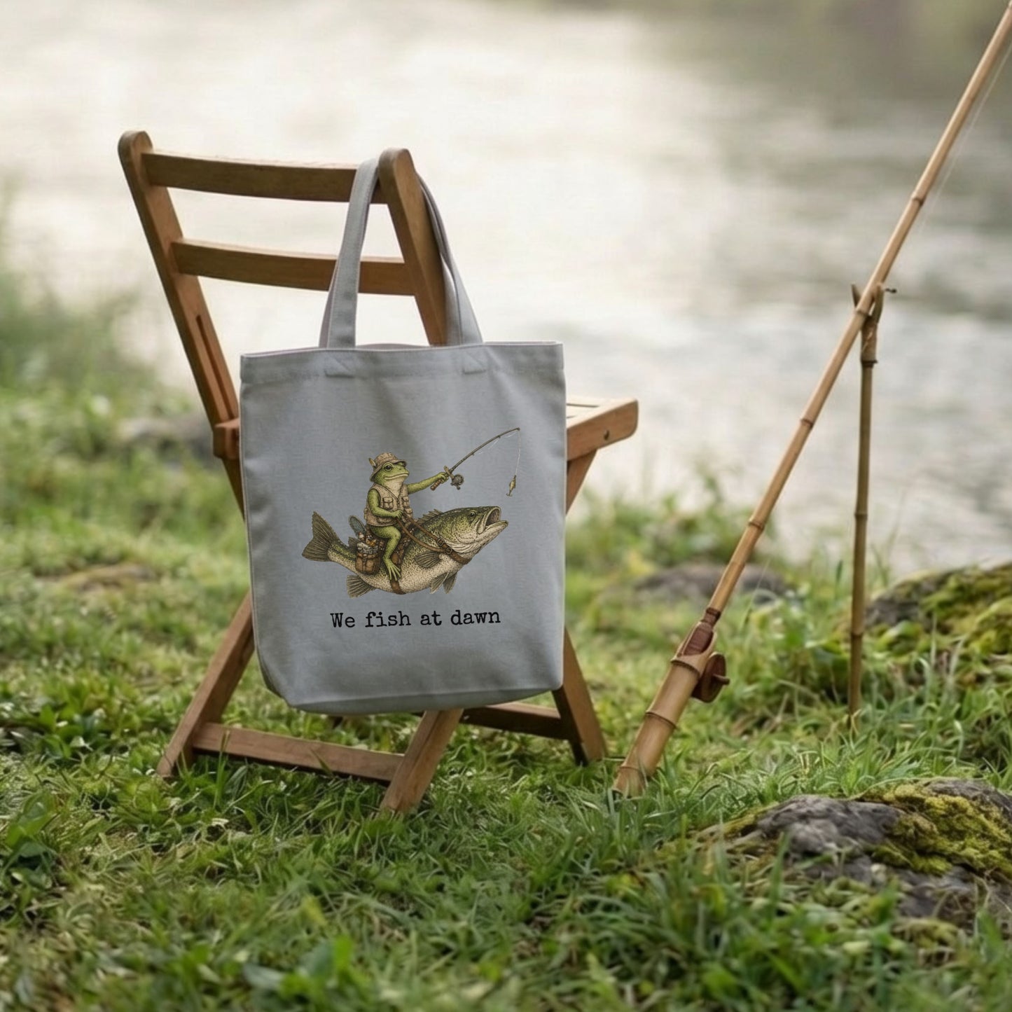 【WE FISH AT DAWN】キャンバストートバッグ | CASTMODE