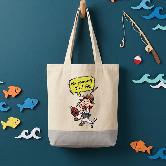 【NO FISHING, NO LIFE.】キャンバストートバッグ | CASTMODE