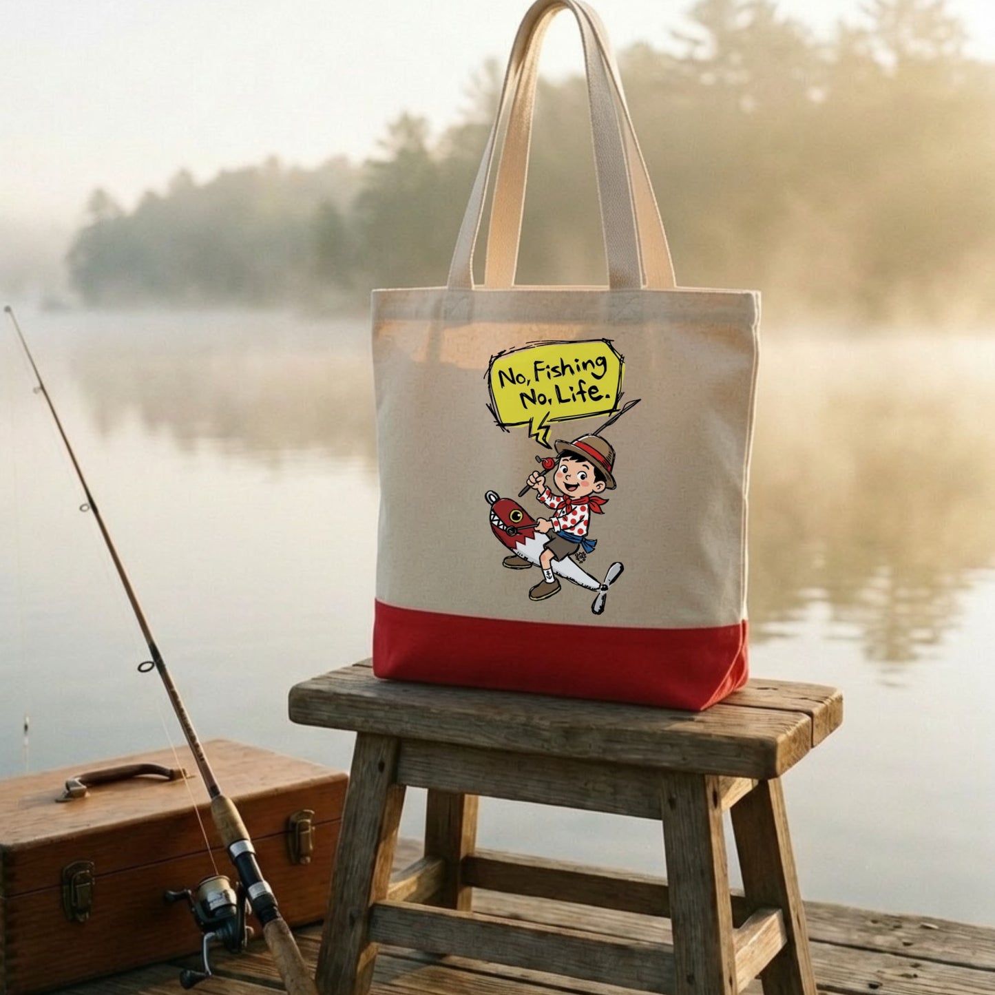 【NO FISHING, NO LIFE.】キャンバストートバッグ | CASTMODE
