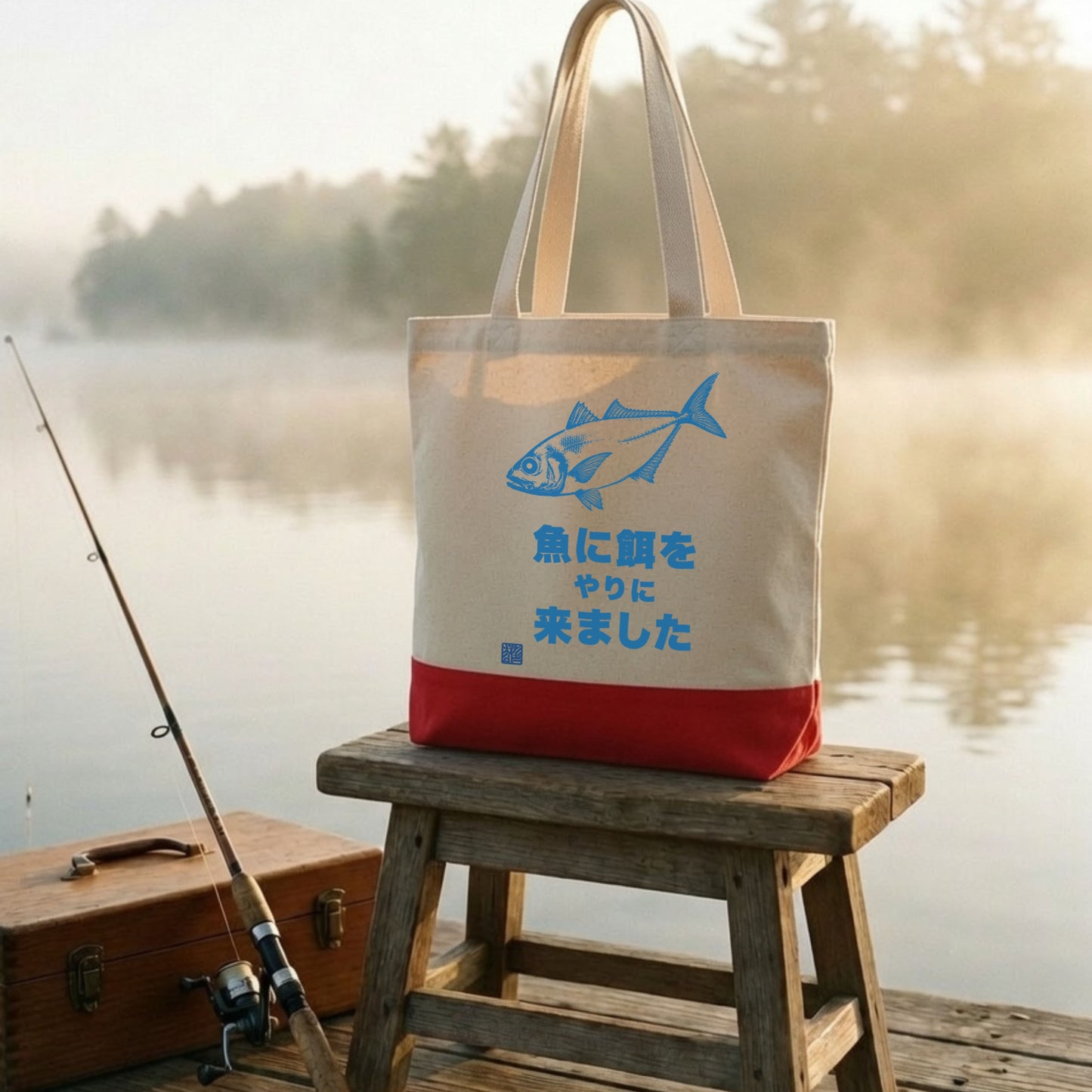 【魚に餌をやりに来ました】キャンバストートバッグ | CASTMODE
