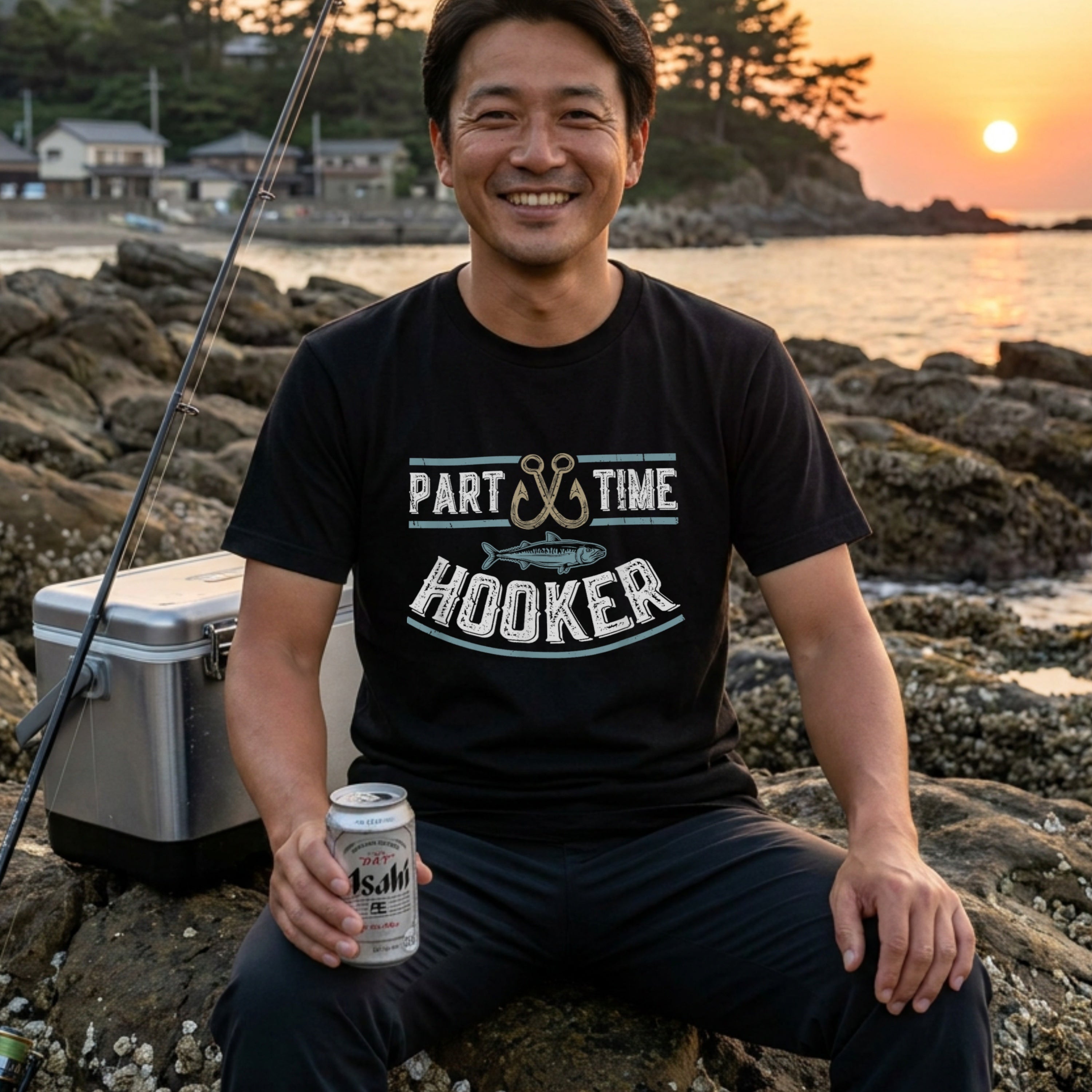 PART TIME HOOKER」ヴィンテージ調 釣りユーモアTシャツ | CASTMODE