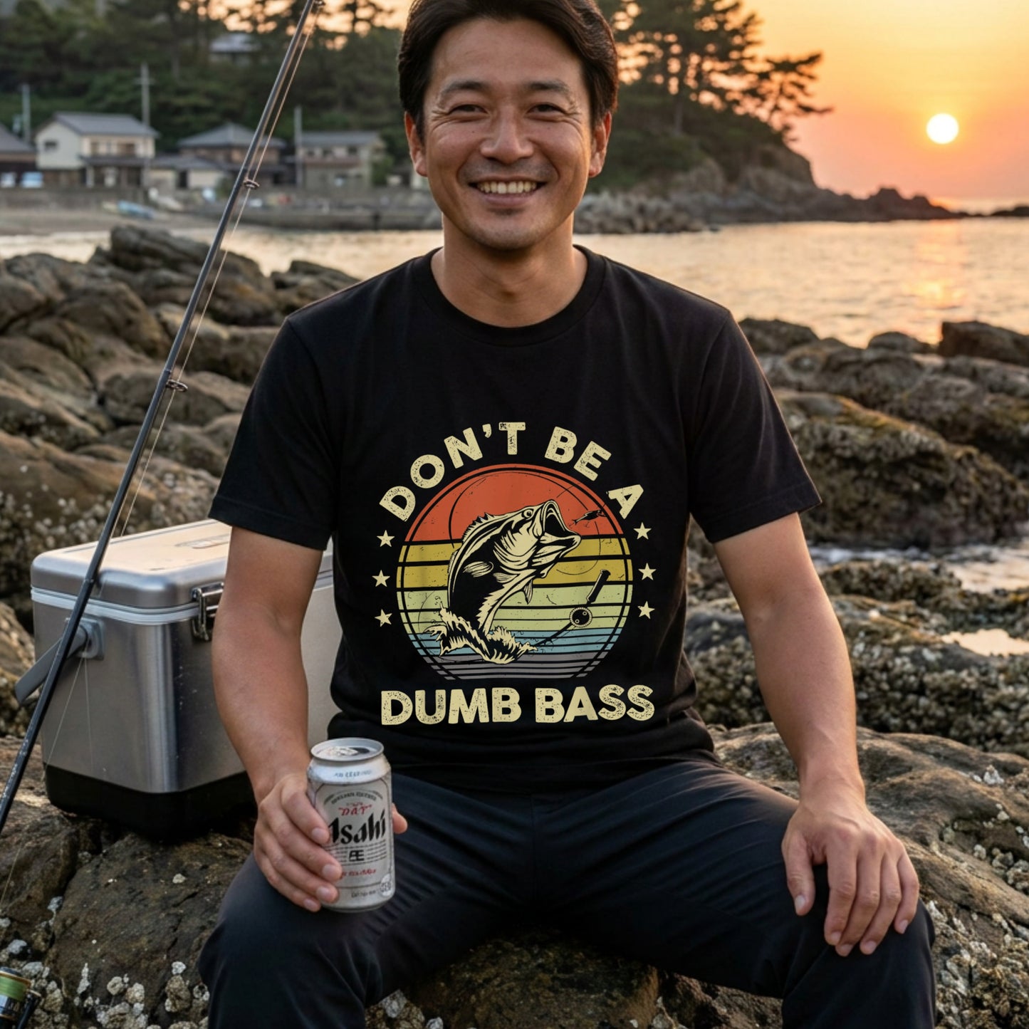 「DON'T BE A DUMB BASS」おもしろ 釣り Tシャツ - ヴィンテージ レトロ | CASTMODE