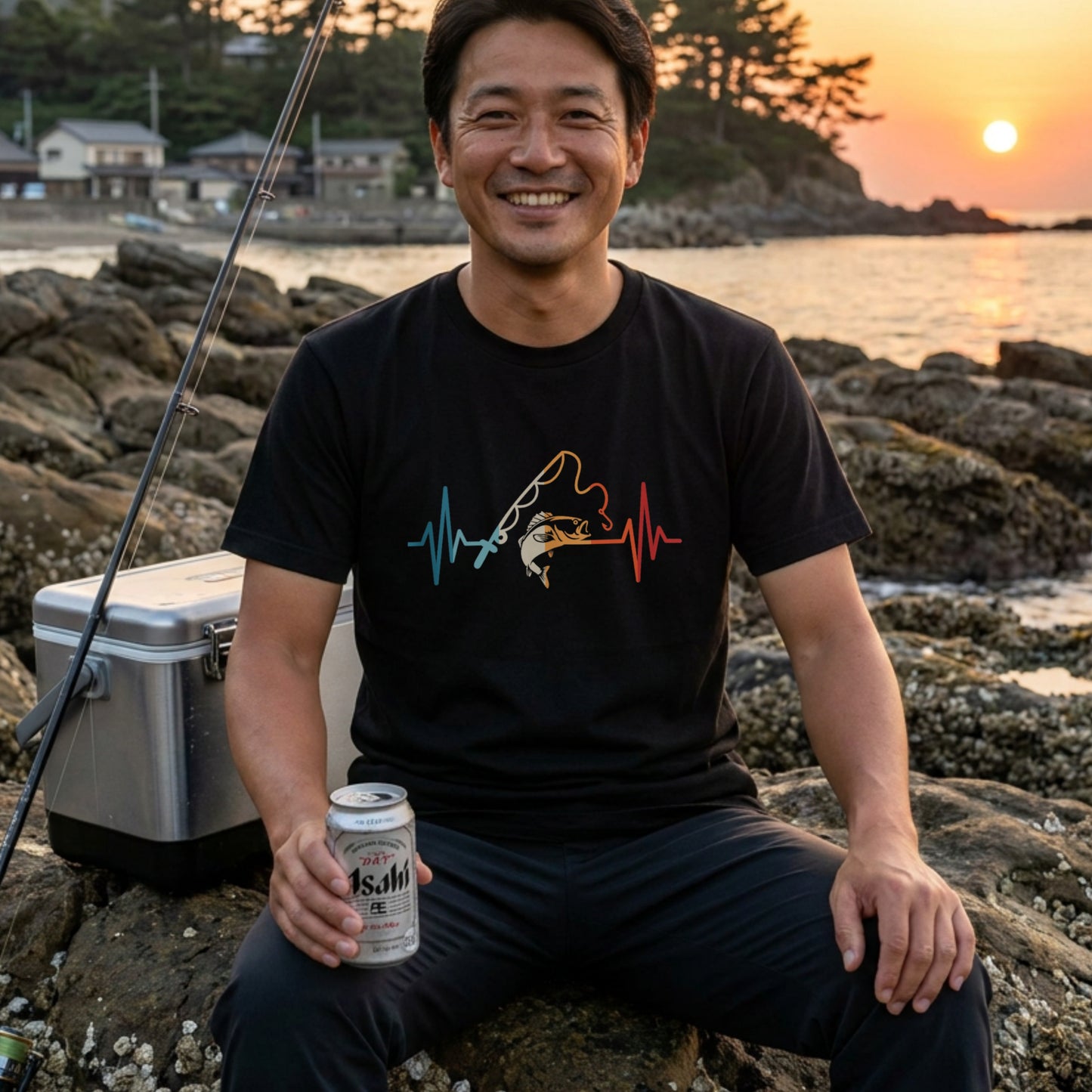「Fishing Heartbeat / 心電図」フィッシング＆バスグラフィックTシャツ | CASTMODE
