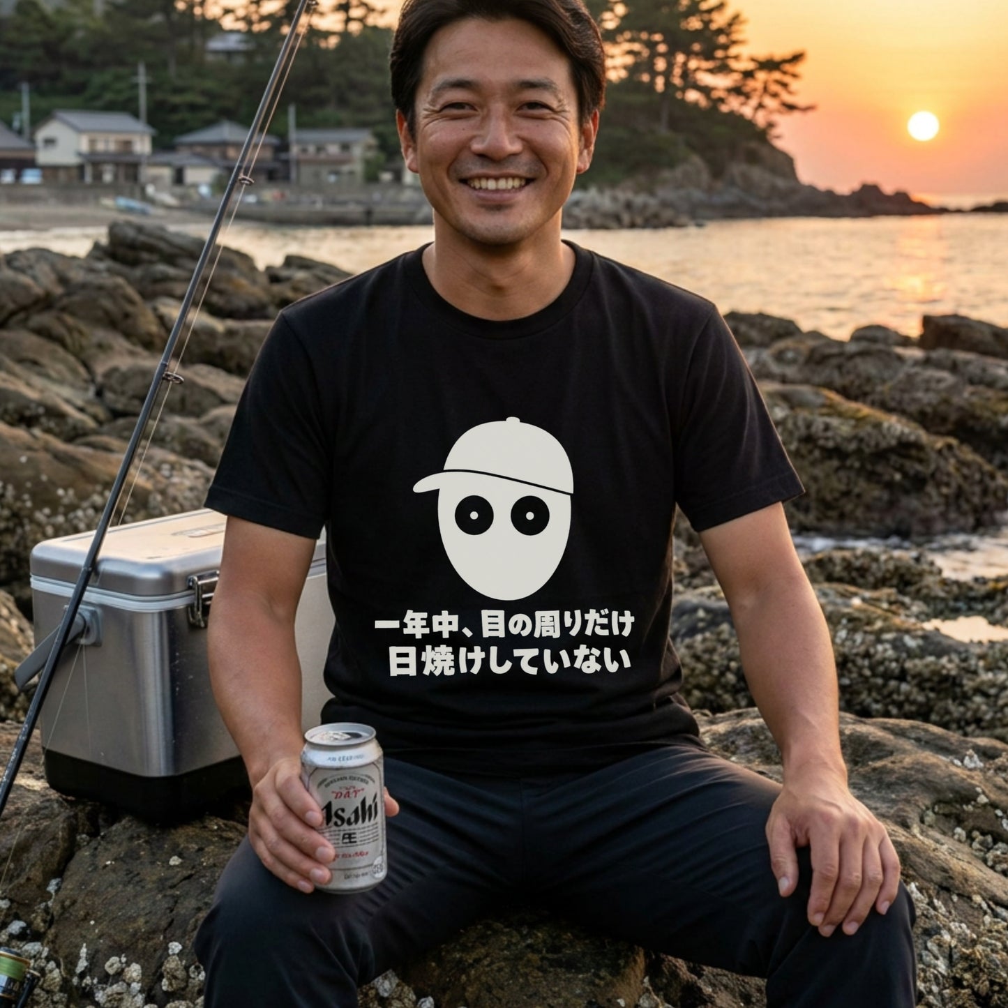一年中、目の周りだけ日焼けしていない Tシャツ｜釣り人あるある