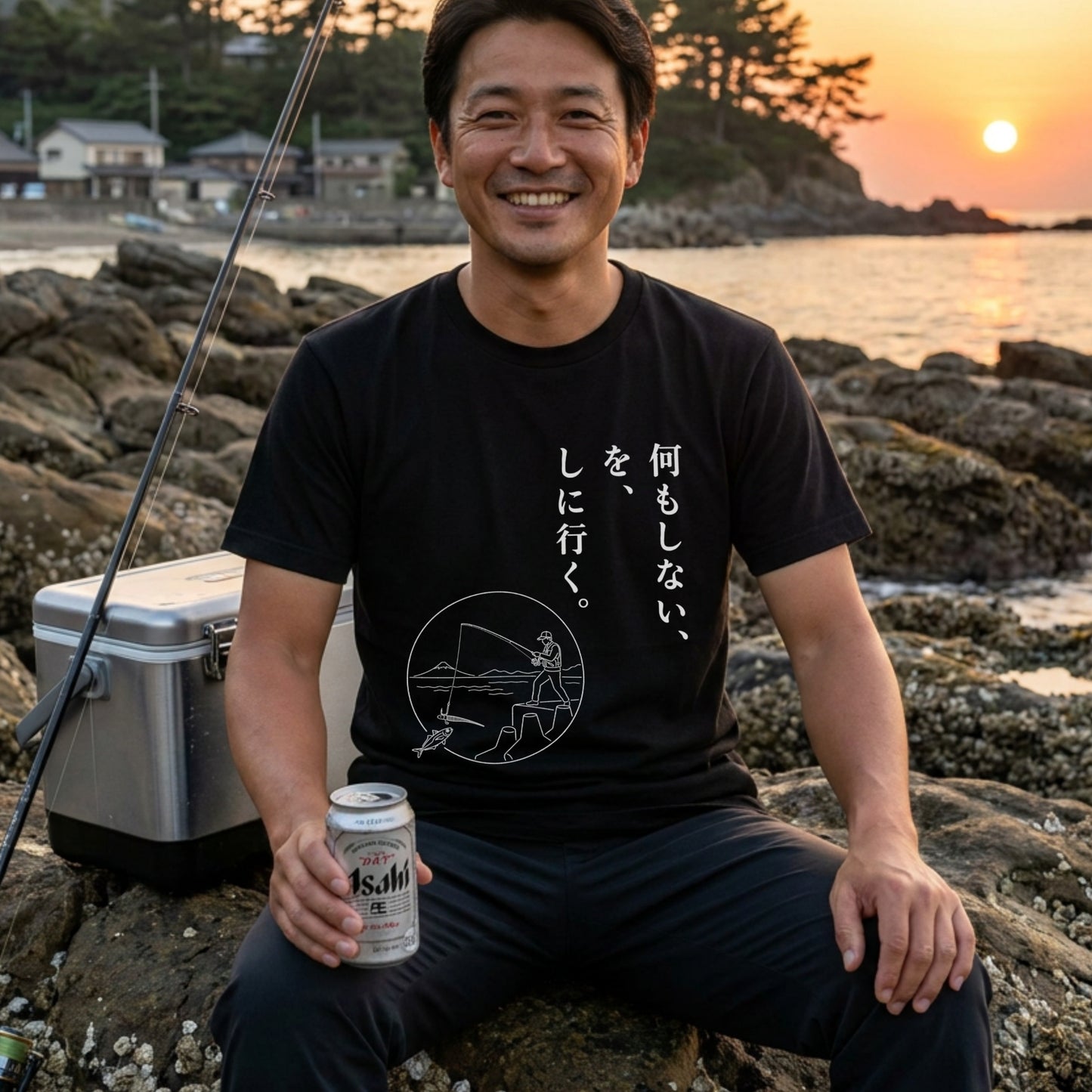 LIGHT SALT GAME | 富士山 堤防 ジグヘッド アジ 描画 Tシャツ【アングラー・釣り好き・イベント・ギフトに最適】
