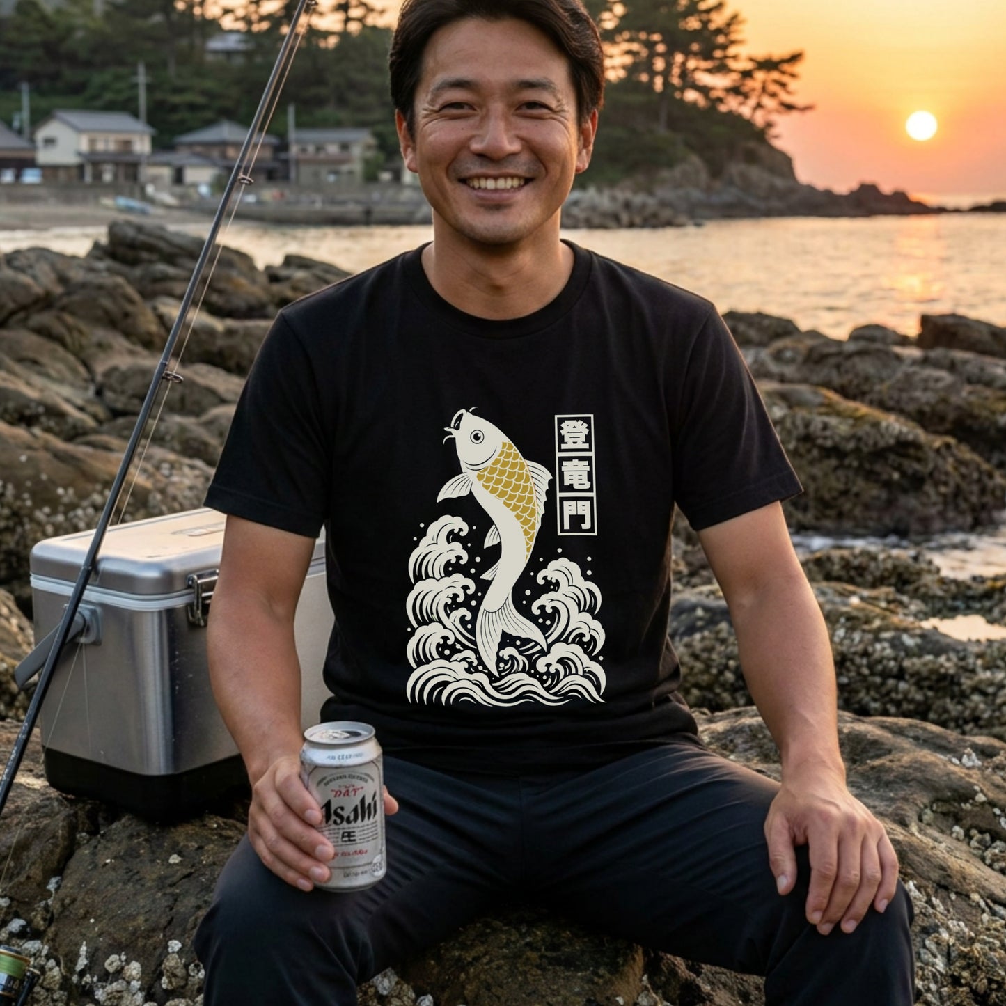 登竜門 鯉と荒磯 Tシャツ｜昇進祝い・還暦祝いギフト｜CASTMODE