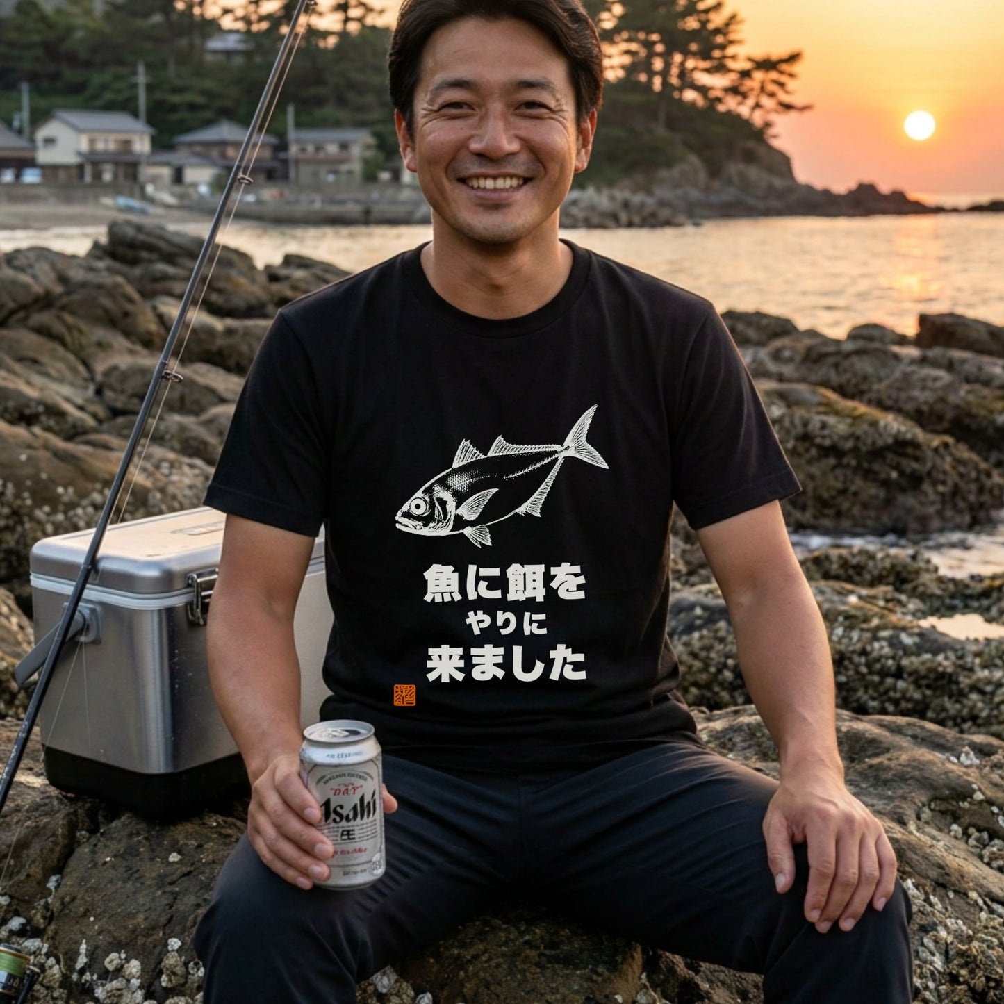 魚に餌をやりに来ましたTシャツ｜ボウズの日の名言 | CASTMODE