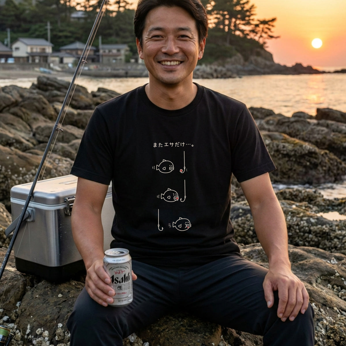 BAIT THIEF | 手描き風 エサ取り名人 魚グラフィック 釣り日常 メッセージ Tシャツ【釣りウェア・アウトドア・普段着・ルームウェア・ユニセックス・ギフトに最適】