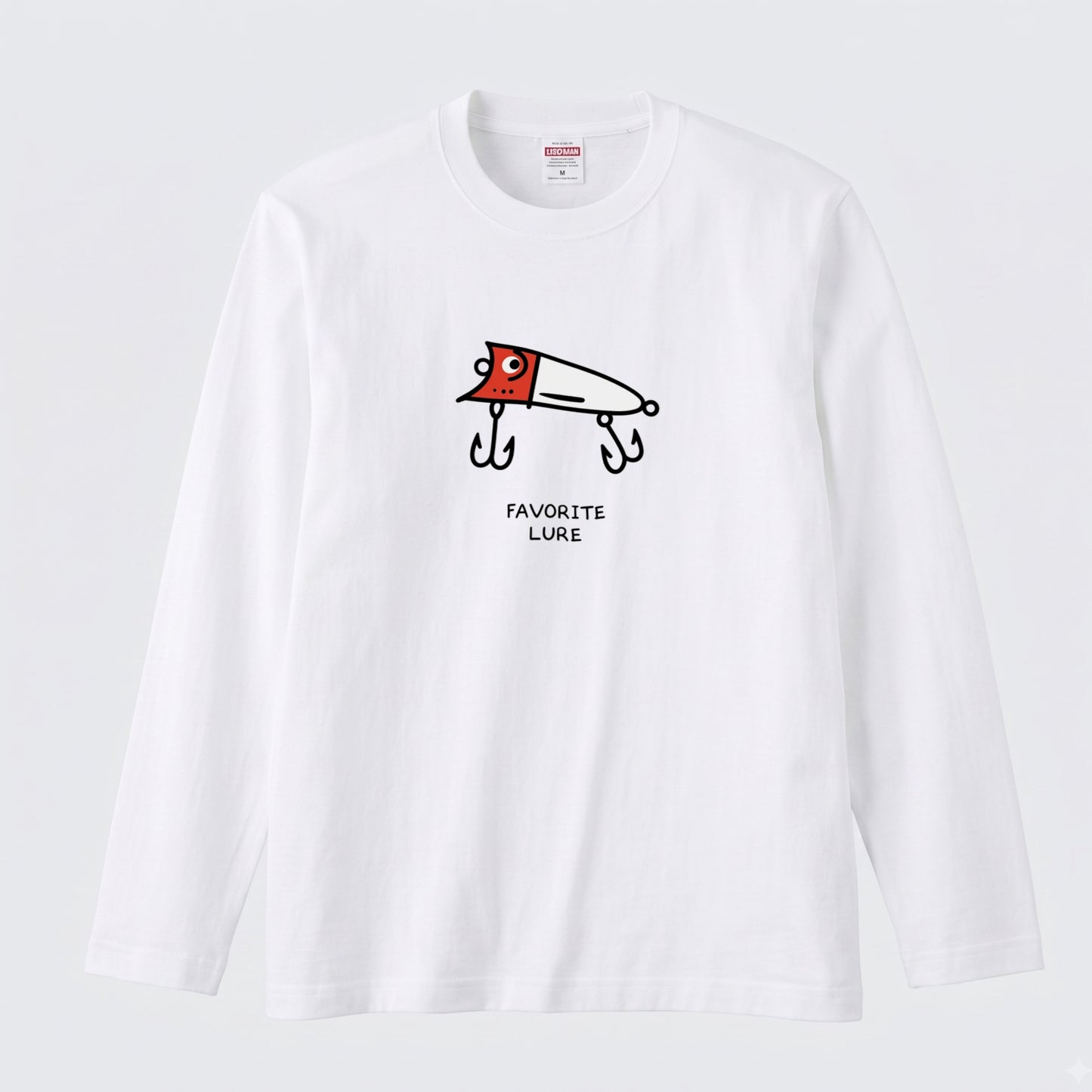 FAVORITE LURE | レッドヘッド ポッパー ルアー 釣り かわいい ポップ イラスト グラフィック 長袖Tシャツ【釣り雑貨・バス釣り・カジュアル・ギフトに最適】