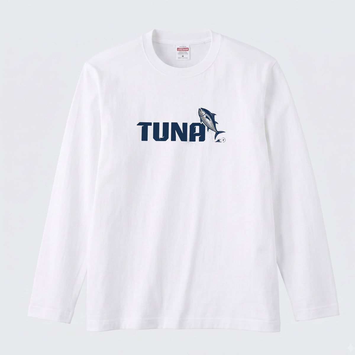 TUNA | 鮪 マグロ イラスト 英字 シンプル ワンポイント 長袖Tシャツ【釣り男子・釣りガール・ストリート・ギフト】