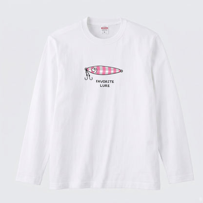 FAVORITE LURE | メタルジグ ジギング ルアー 釣り かわいい ポップ イラスト グラフィック 長袖Tシャツ【釣り雑貨・海釣り・カジュアル・ギフトに最適】