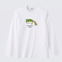 FAVORITE LURE | ポッパー ルアー 釣り かわいい ポップ イラスト グラフィック 長袖Tシャツ【釣り雑貨・バス釣り・カジュアル・ギフトに最適】