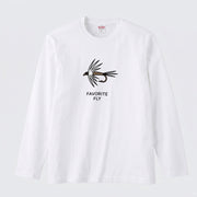 FAVORITE FLY | 釣り 毛針 ルアー イラスト ワンポイント シンプル 長袖Tシャツ【釣り男子・釣りガール・ルームウェア・ギフト】