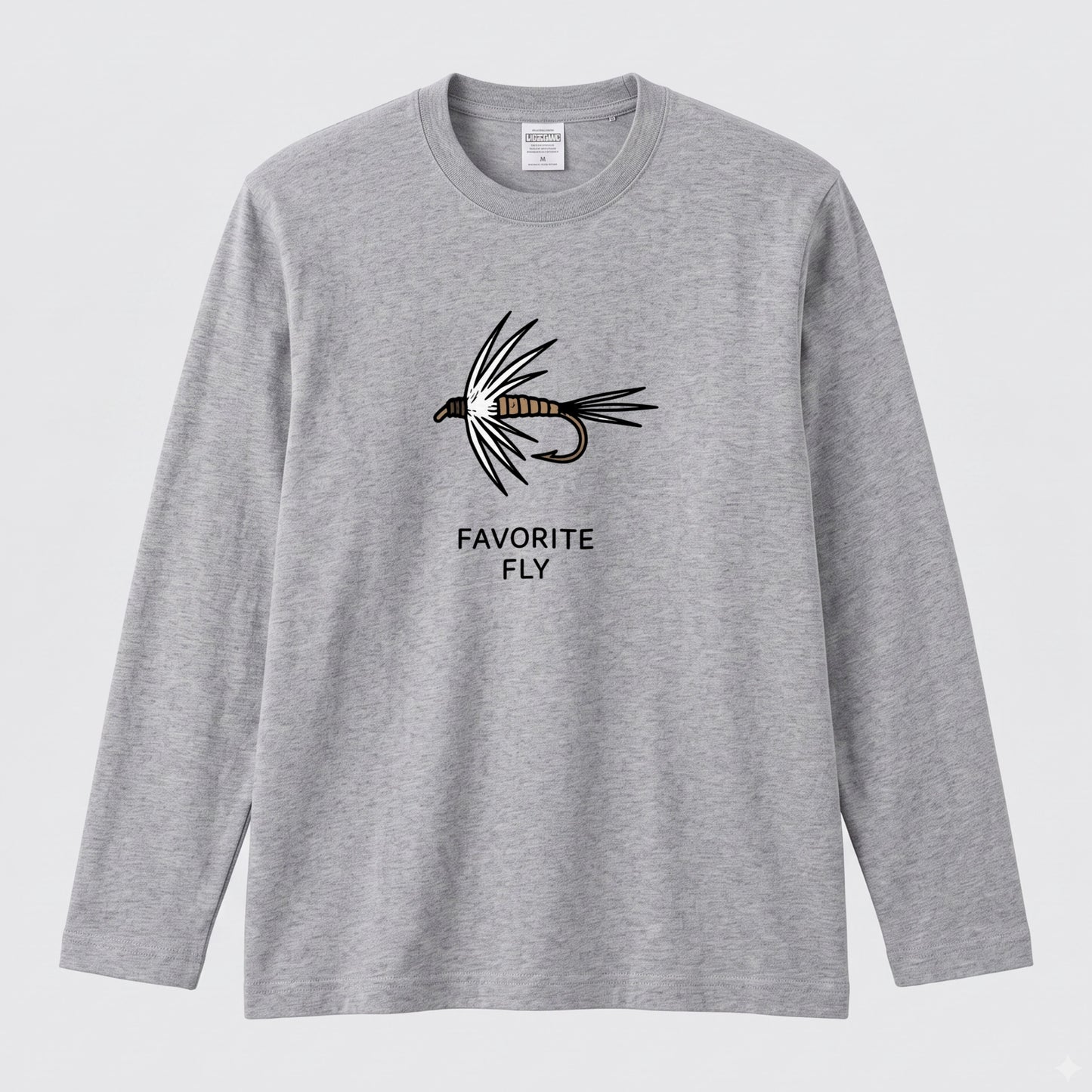 FAVORITE FLY | 釣り 毛針 ルアー イラスト ワンポイント シンプル 長袖Tシャツ【釣り男子・釣りガール・ルームウェア・ギフト】