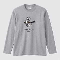 FAVORITE FLY | 釣り 毛針 ルアー イラスト ワンポイント シンプル 長袖Tシャツ【釣り男子・釣りガール・ルームウェア・ギフト】