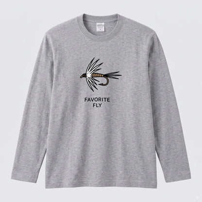 FAVORITE FLY | 釣り 毛針 ルアー イラスト ワンポイント シンプル 長袖Tシャツ【釣り男子・釣りガール・ルームウェア・ギフト】