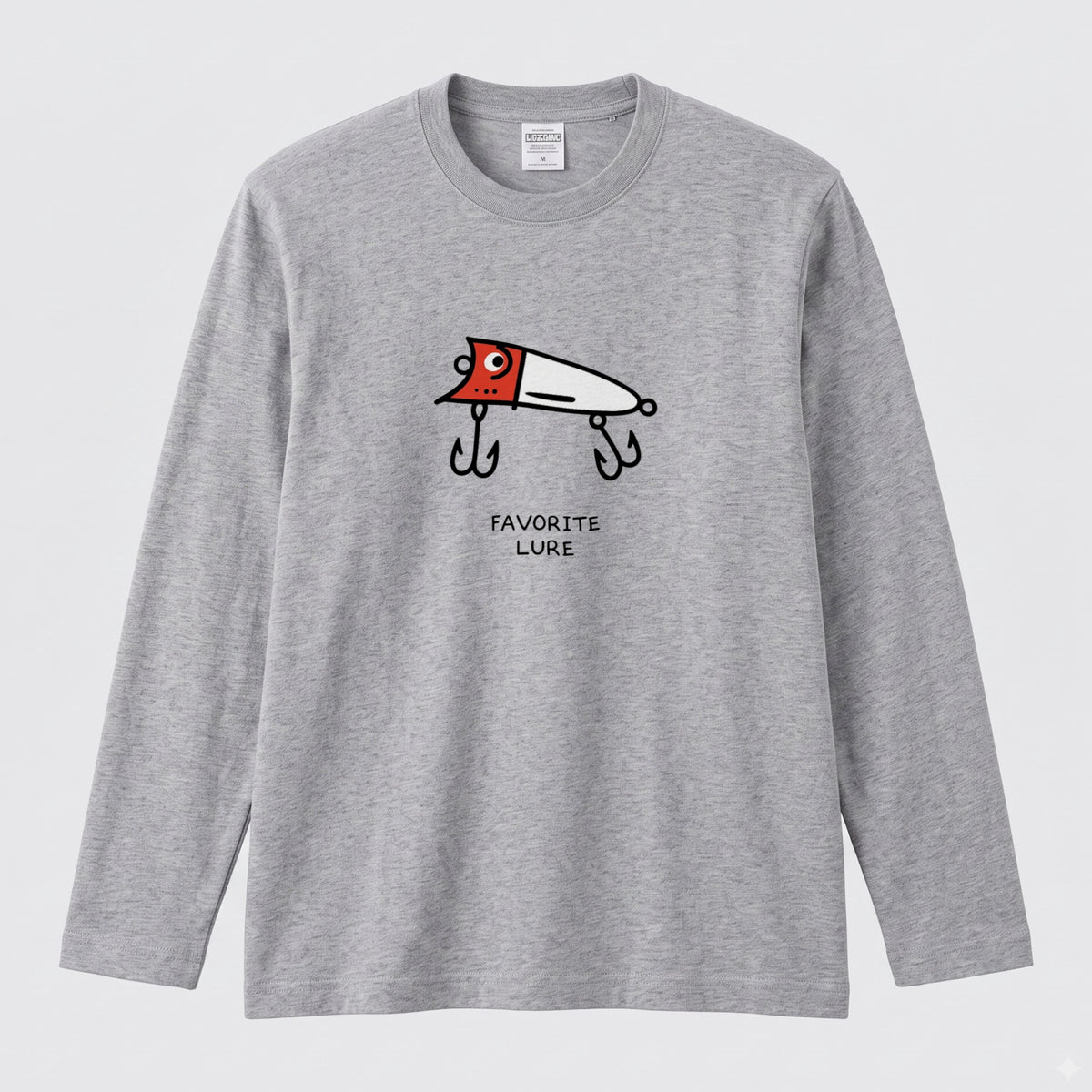 FAVORITE LURE | レッドヘッド ポッパー ルアー 釣り かわいい ポップ イラスト グラフィック 長袖Tシャツ【釣り雑貨・バス釣り・カジュアル・ギフトに最適】