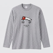 FAVORITE LURE | レッドヘッド ポッパー ルアー 釣り かわいい ポップ イラスト グラフィック 長袖Tシャツ【釣り雑貨・バス釣り・カジュアル・ギフトに最適】