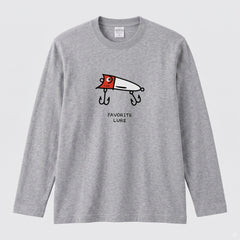 FAVORITE LURE | レッドヘッド ポッパー ルアー 釣り かわいい ポップ イラスト グラフィック 長袖Tシャツ【釣り雑貨・バス釣り・カジュアル・ギフトに最適】